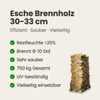 88 Netze Kammergetrocknetes gespalten Esche Brennholz 30-33 cm 1.25 RM / 2.0 SRM